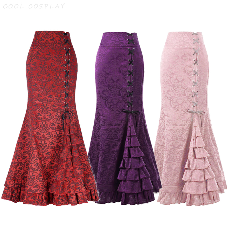 Vintage Fashion Fabrics - Long Skirts Women Punk Fish Tail
