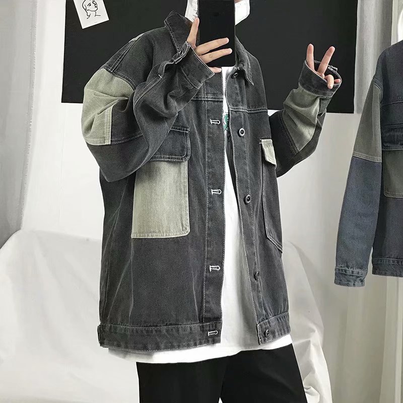Patchwork Jean Jacket - 2026 Men's Casual Oversize Denim Jacket