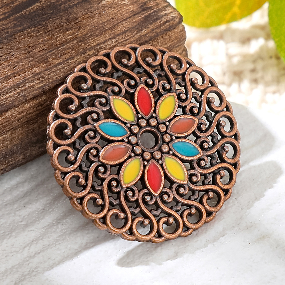 Vintage Fashion Tumblr - Vintage Copper Bronze Bohemia Enamel Round