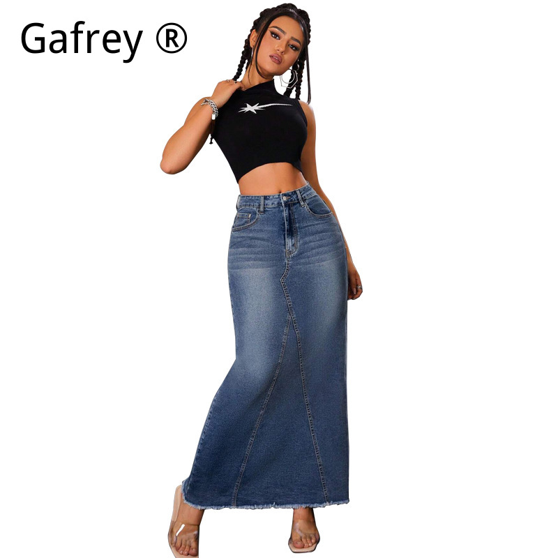 Women Denim Midi Skirt High Wa - огляд і ціна Vintage Fashion Jeans