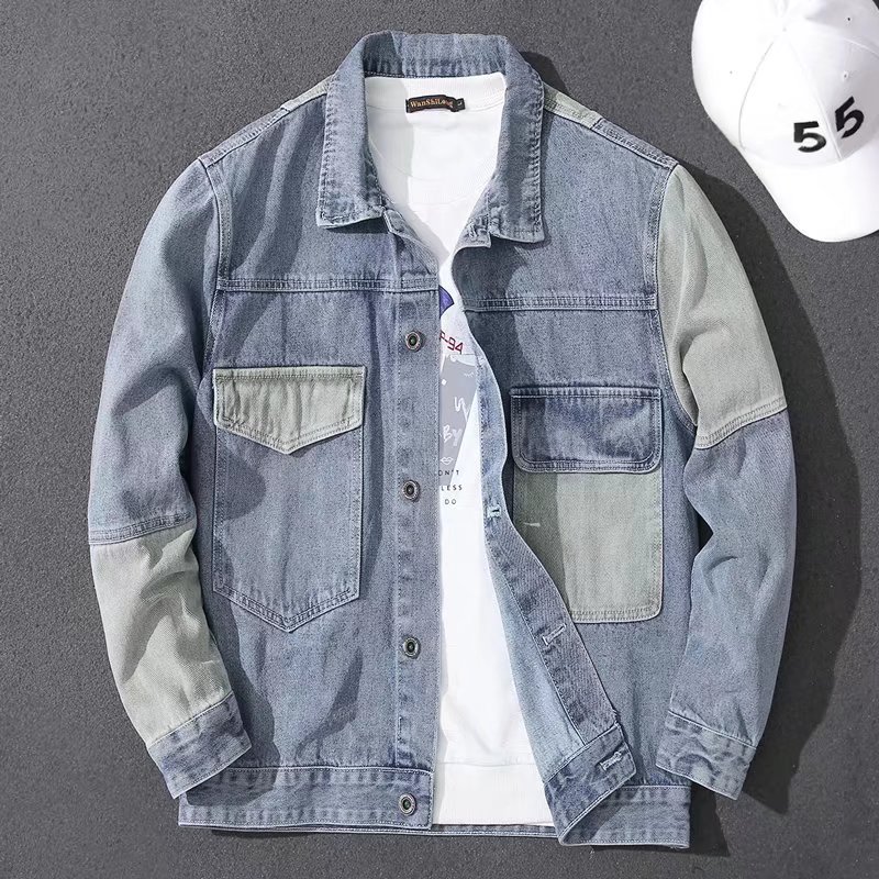 2026 Men's Casual Oversize Den - огляд і ціна Patchwork Jean Jacket