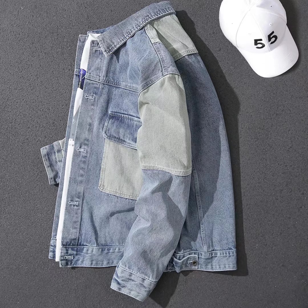 2026 Men's Casual Oversize Den - огляд і ціна Patchwork Jean Jacket
