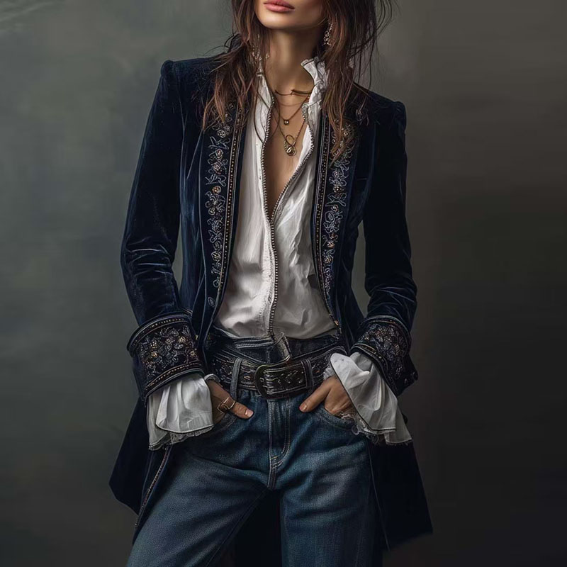 New Women Winter Coats and Jac - огляд і ціна Velvet Blazer Vintage