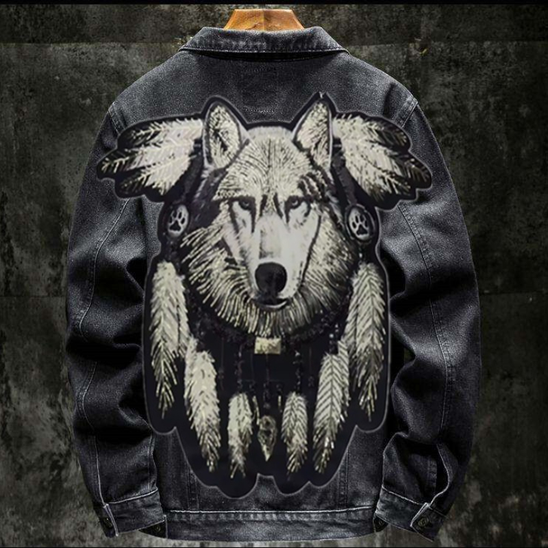 America Vintage Heavy Wolf Emb - огляд і ціна Patchwork Jean Jacket