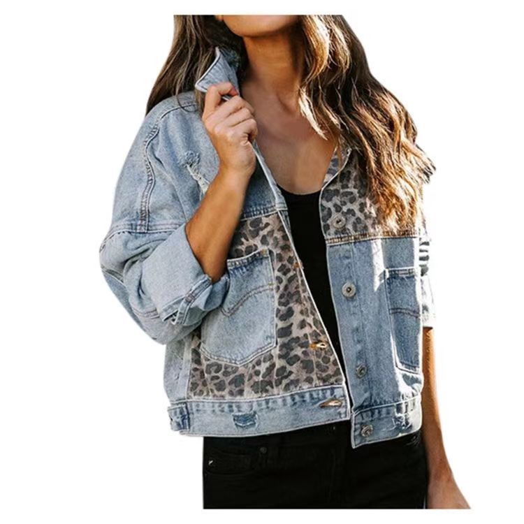 2026 Streetwear Women Leopard  - огляд і ціна Patchwork Jean Jacket