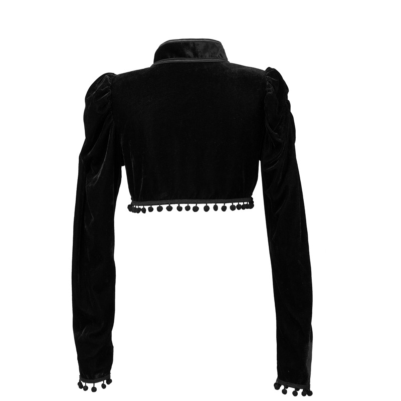 Flannel Tassels Stand Collar E - огляд і ціна Velvet Blazer Vintage