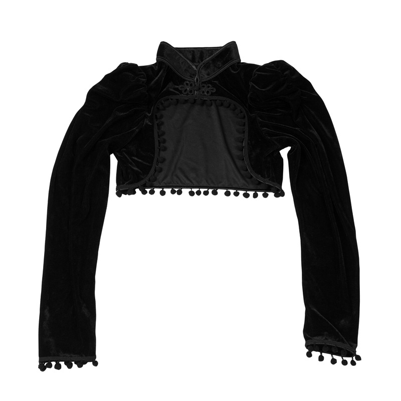Flannel Tassels Stand Collar E - огляд і ціна Velvet Blazer Vintage