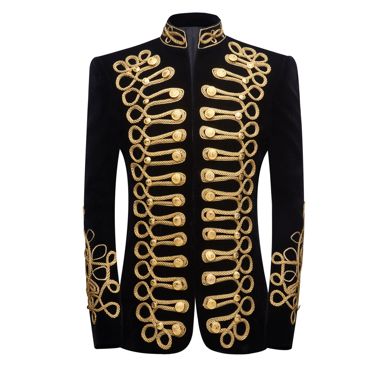 Men's Standing Collar Gold Bla - огляд і ціна Velvet Blazer Vintage